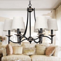 Lámpara de araña de 6 luces, estilo rústico, retro, negro, contemporánea, estilo vela