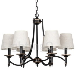 Lámpara de araña de 6 luces, estilo rústico, retro, negro, contemporánea, estilo vela