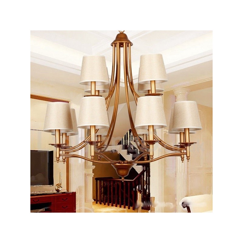 Lámpara de araña rústica estilo mediterráneo retro de 12 luces