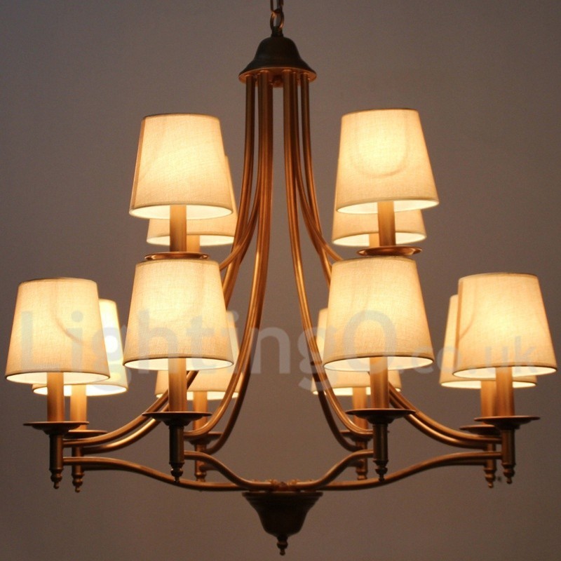 Lámpara de araña rústica estilo mediterráneo retro de 12 luces