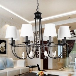 Lámpara de araña de 8 luces estilo mediterráneo, estilo rústico contemporáneo, estilo vela, color negro retro