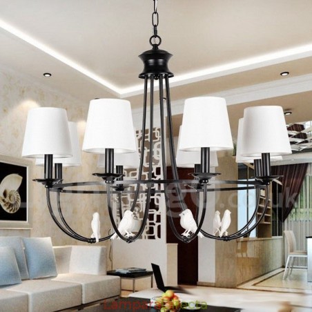 Lámpara de araña de 8 luces estilo mediterráneo, estilo rústico contemporáneo, estilo vela, color negro retro Lámpara de araña de 8 luces estilo mediterráneo, estilo rústico contemporáneo, estilo vela, color negro retro