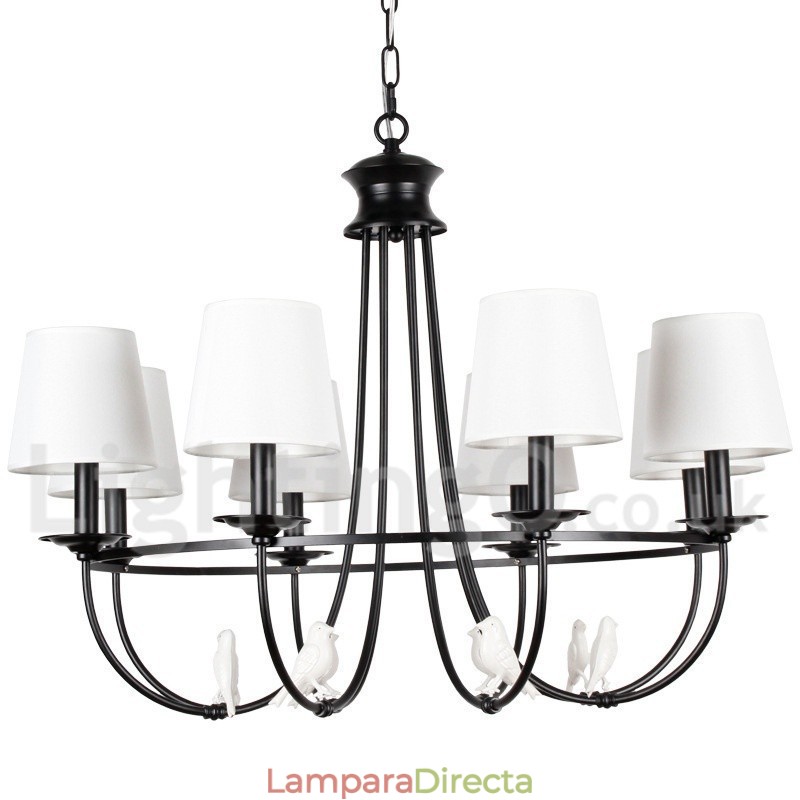 Lámpara de araña de 8 luces estilo mediterráneo, estilo rústico contemporáneo, estilo vela, color negro retro