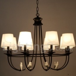 Lámpara de araña de 8 luces estilo mediterráneo, estilo rústico contemporáneo, estilo vela, color negro retro