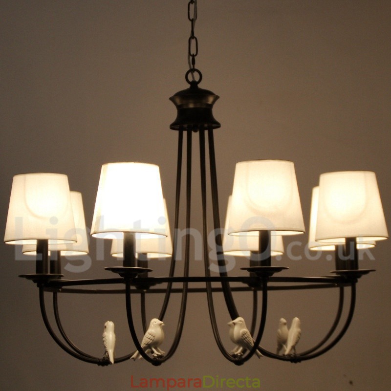 Lámpara de araña de 8 luces estilo mediterráneo, estilo rústico contemporáneo, estilo vela, color negro retro