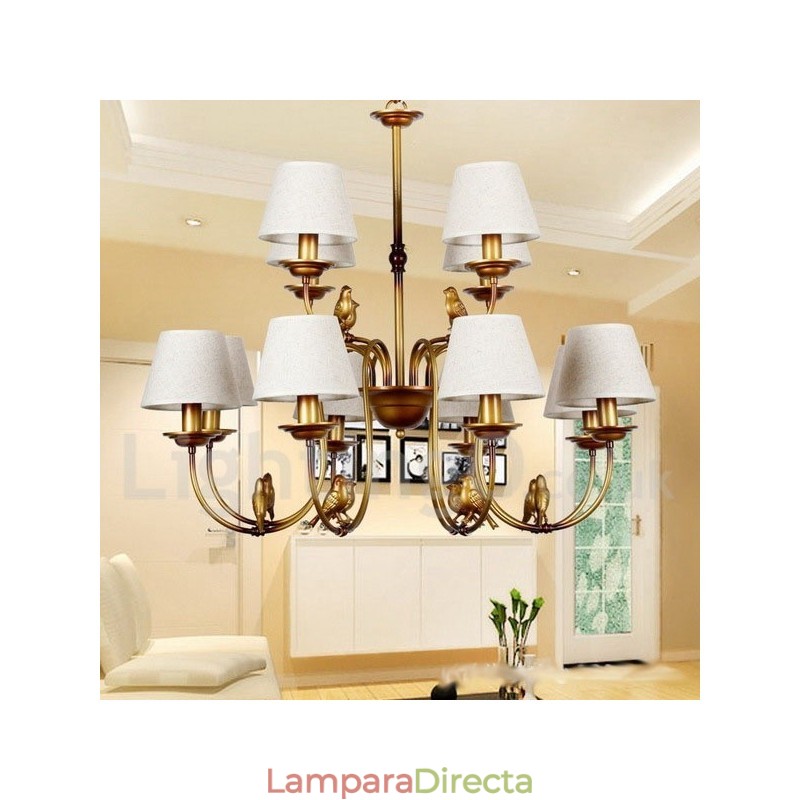 Lámpara de araña de estilo rústico retro, contemporánea y moderna de 12 luces