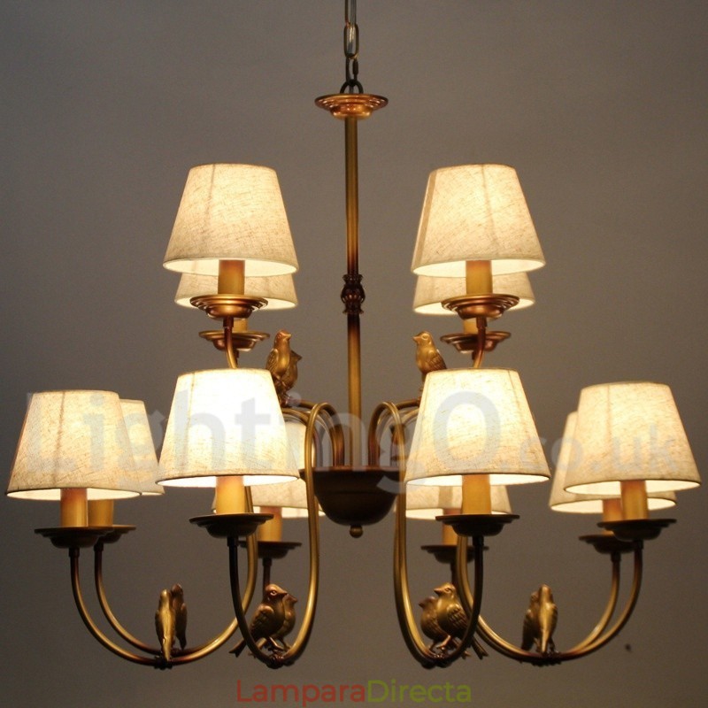 Lámpara de araña de estilo rústico retro, contemporánea y moderna de 12 luces