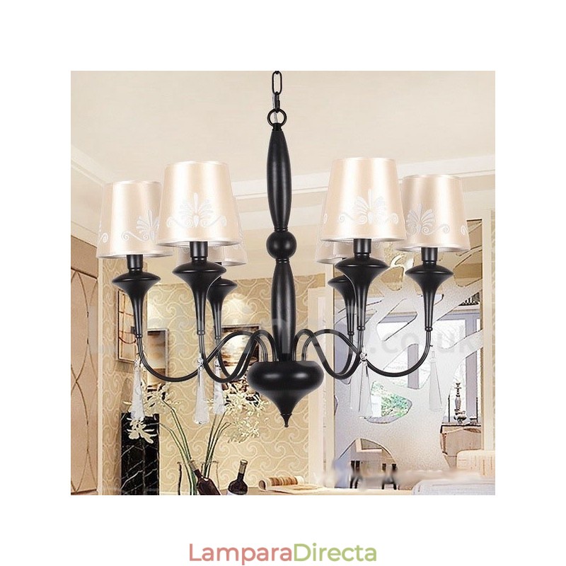 Lámpara de araña estilo vela de 6 luces estilo mediterráneo