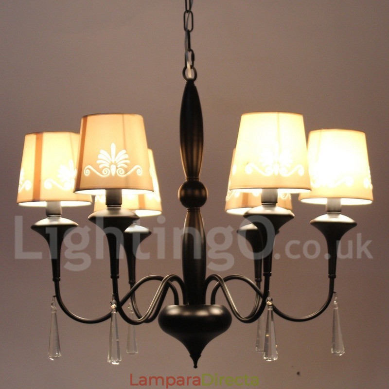 Lámpara de araña estilo vela de 6 luces estilo mediterráneo