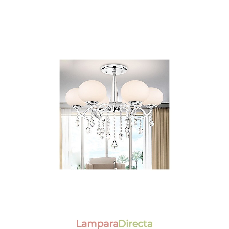 Lámpara de araña moderna contemporánea de metal galvanizado con cristal