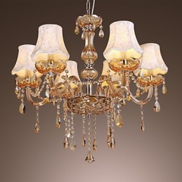 Lámpara de araña de lujo de estilo europeo de 6 luces con cristal K9