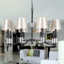Lámpara de araña contemporánea retro de 8 luces negras
