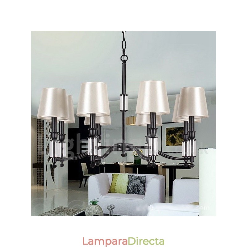 Lámpara de araña contemporánea retro de 8 luces negras