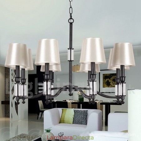 Lámpara de araña contemporánea retro de 8 luces negras