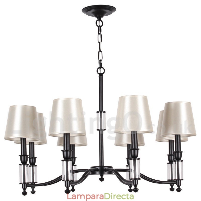 Lámpara de araña contemporánea retro de 8 luces negras