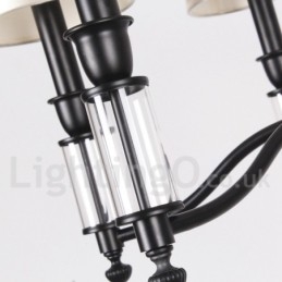 Lámpara de araña contemporánea retro de 8 luces negras
