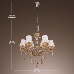 Lámpara de araña de lujo de estilo europeo de 6 luces con cristal K9