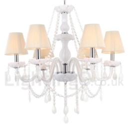 Lámpara de araña estilo vela de cristal K9 blanco de 6 luces
