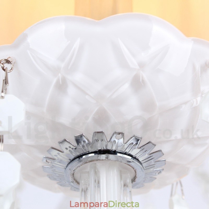 Lámpara de araña estilo vela de cristal K9 blanco de 8 luces