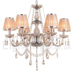 Lámpara de araña estilo vela de cristal K9 de 6 luces