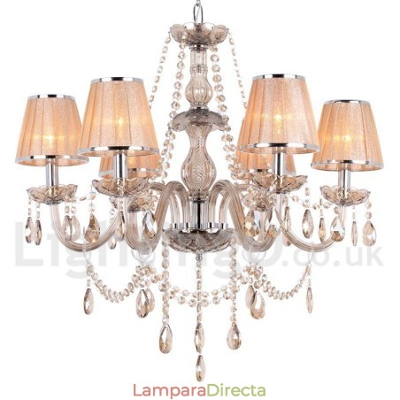 Lámpara de araña estilo vela de cristal K9 de 6 luces