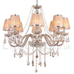 Lámpara de araña estilo vela de cristal K9 de 8 luces