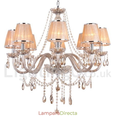 Lámpara de araña estilo vela de cristal K9 de 8 luces Lámpara de araña estilo vela de cristal K9 de 8 luces
