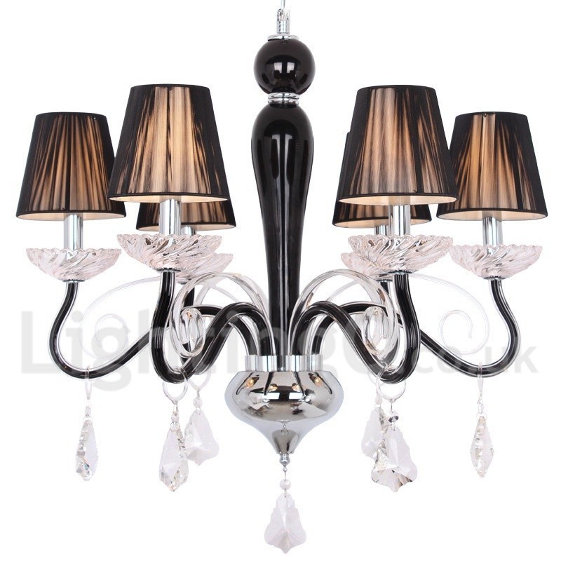 Lámpara de araña contemporánea de cristal K9 de 6 luces blancas estilo vela