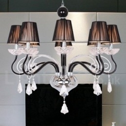 Lámpara de araña contemporánea de cristal K9 de 8 luces blancas estilo vela