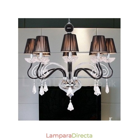 Lámpara de araña contemporánea de cristal K9 de 8 luces blancas estilo vela Lámpara de araña contemporánea de cristal K9 de 8 luces blancas estilo vela