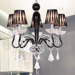 Lámpara de araña contemporánea de cristal K9 de 5 luces blancas estilo vela