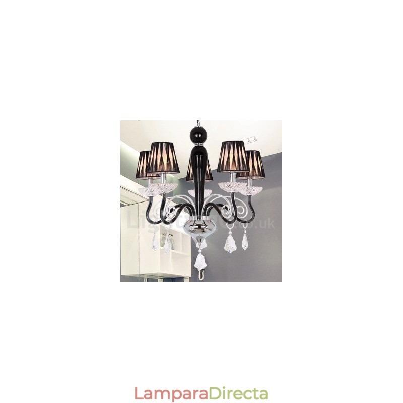 Lámpara de araña contemporánea de cristal K9 de 5 luces blancas estilo vela
