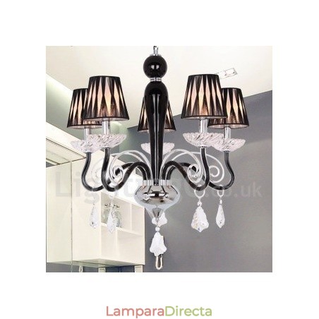 Lámpara de araña contemporánea de cristal K9 de 5 luces blancas estilo vela Lámpara de araña contemporánea de cristal K9 de 5 luces blancas estilo vela
