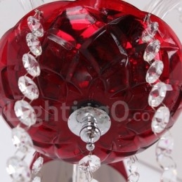 Lámpara de araña estilo vela de cristal K9 rojo de 6 luces