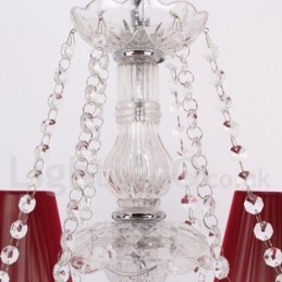Lámpara de araña estilo vela de cristal K9 rojo de 6 luces