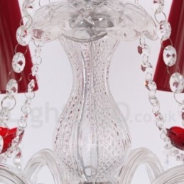 Lámpara de araña estilo vela de cristal K9 rojo de 6 luces