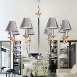 Lámpara de araña moderna contemporánea de 8 luces estilo vela cromada