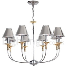 Lámpara de araña moderna contemporánea de 8 luces estilo vela cromada