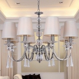 Lámpara de araña contemporánea de cristal K9 de 8 luces estilo vela