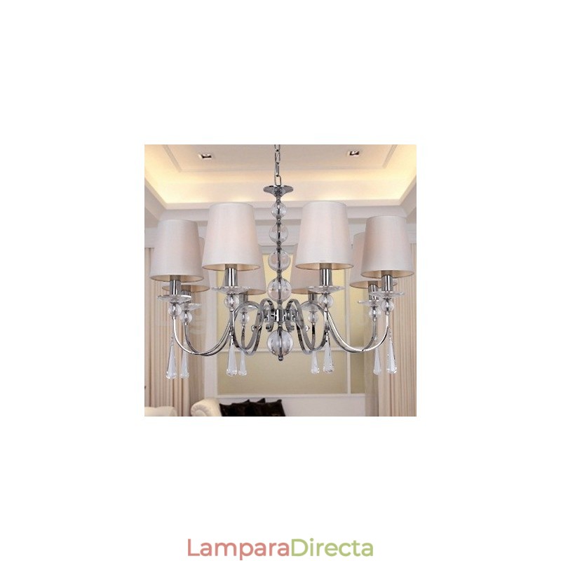 Lámpara de araña contemporánea de cristal K9 de 8 luces estilo vela