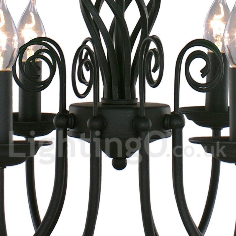 Lámpara de araña contemporánea estilo retro de 8 luces en color negro