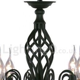 Lámpara de araña contemporánea de 3 luces estilo vela retro negra