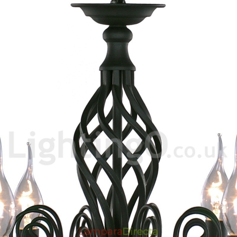 Lámpara de araña contemporánea de 3 luces estilo vela retro negra