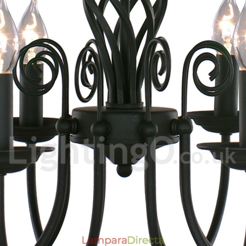 Lámpara de araña contemporánea de 3 luces estilo vela retro negra