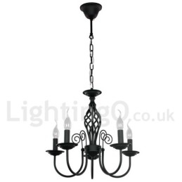 Lámpara de araña contemporánea estilo retro de 5 luces en color negro