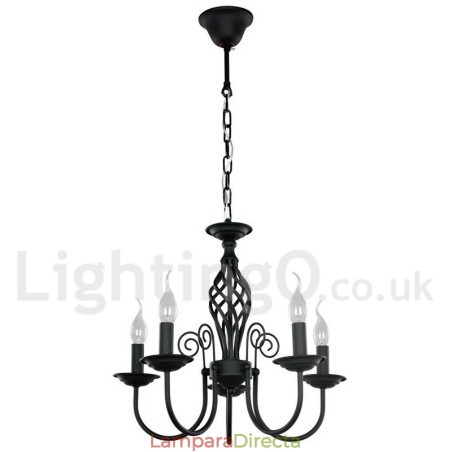 Lámpara de araña contemporánea estilo retro de 5 luces en color negro Lámpara de araña contemporánea estilo retro de 5 luces en color negro