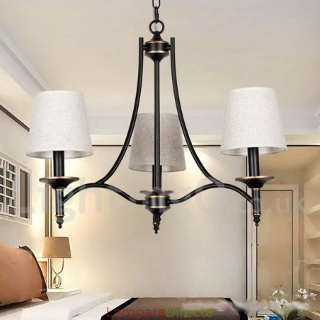 Lámpara de araña contemporánea de 3 luces, estilo rústico retro negro Lámpara de araña contemporánea de 3 luces, estilo rústico retro negro