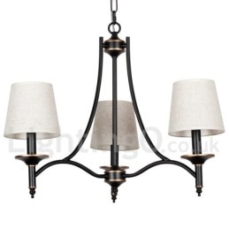 Lámpara de araña contemporánea de 3 luces, estilo rústico retro negro