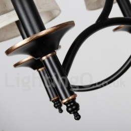 Lámpara de araña contemporánea de 3 luces, estilo rústico retro negro