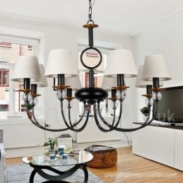 Lámpara de araña de 8 luces, estilo rústico retro, estilo mediterráneo, contemporáneo, estilo vela, color negro